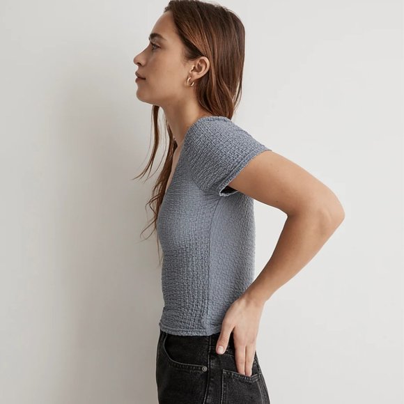 Madewell Popcorn Top Square-Neck Tee - Picture 2 of 8